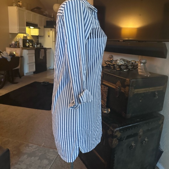 Lacoste Blue and White Striped Long Sleeve Dress - Picture 4 of 5